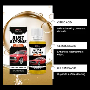 Multipurpose car rust remover 30ml showing ingredients like citric and glycolic acid