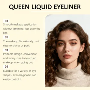 Détail en gros plan d'un eye-liner liquide marron appliqué sur un mannequin professionnel