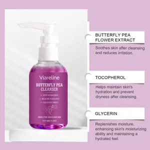 Λεπτομέρεια καθαριστικού Viareline Butterfly Pea με συστατικά και οφέλη για το δέρμα