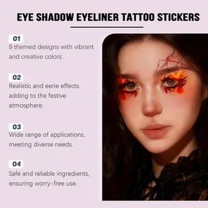 Eerie Halloween eye shadow eyeliner temporary tattoo stickers with realistic flame design