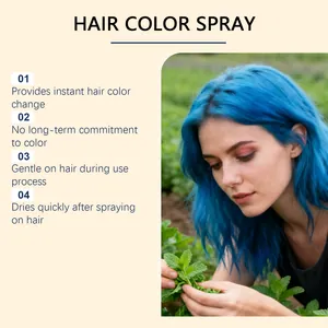 Professionelles lebendiges blaues temporäres Haarfarben-Spray-Ergebnis auf Model