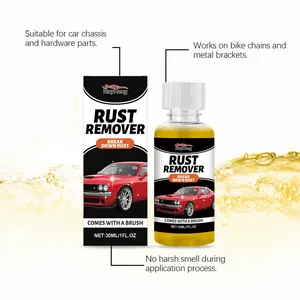 Detailed view of 30ml RayHong multi-purpose rust remover with application guides for metal