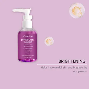 Λεπτομέρεια του Viareline Butterfly Pea Cleanser για λάμψη της επιδερμίδας