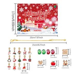 Detalle del calendario de Adviento de Navidad para pulseras DIY con 24 dijes