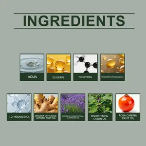 Vista detallada de ingredientes de aceite capilar nutritivo con lavanda y pachulí