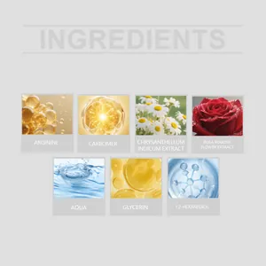Infografía detallada de ingredientes para aceite corporal de rosa mosqueta y glicerina.