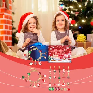Calendario de Adviento de Navidad Pulsera DIY Caja Sorpresa con 24 colgantes