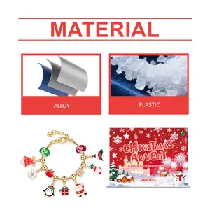 Vista detallada de la pulsera del calendario de adviento de Navidad DIY con materiales