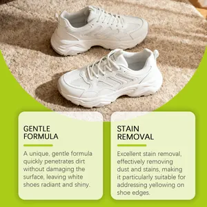 Detailed view of clean white sneakers showcasing effective stain removal formula