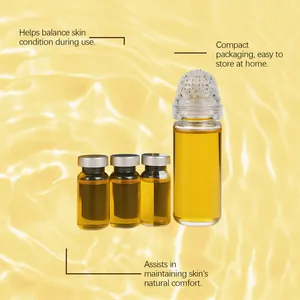 Professional facial essence serum set with roller bottle and ampoules for skin hydration