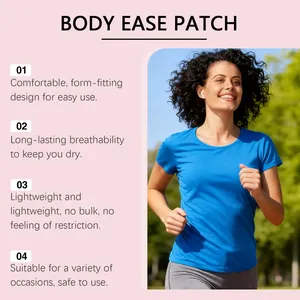 Detail-Infografik für Body Ease Patch mit Fokus auf atmungsaktives und leichtes Design