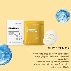 Vue détaillée du masque niacinamide Viareline avec description de la formule sans rinçage