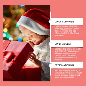 Detalles del calendario de adviento de Navidad de 24 días con accesorios de pulsera DIY