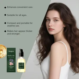 Aceite capilar Hoegoa de lavanda y rosa para nutrir y suavizar el cabello ondulado.