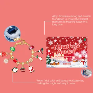 Detalle del calendario de Adviento de Navidad con materiales de aleación y resina para pulsera
