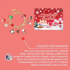 Detalles del calendario de Adviento de Navidad con juego de pulseras DIY y dijes