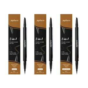 Matita per Sopracciglia Liquida a Doppia Punta 2 in 1 Con Effetto Microblade a 4 Punte Impermeabile Trucco Naturale a Lunga Durata