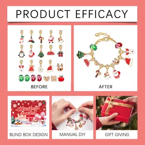 Calendario de Adviento de Navidad DIY set de pulsera con 24 dijes y caja de regalo