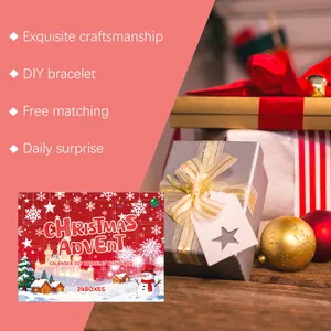 Vista detallada del calendario de Adviento de 24 días para pulseras DIY.