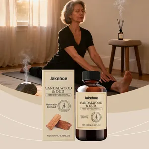 Sandelhout & Oud reed diffuser navulling 100ml voor een ontspannende yoga sfeer.
