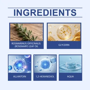 Key active ingredients of rosemary hair serum including natural rosemary oil and glycerin