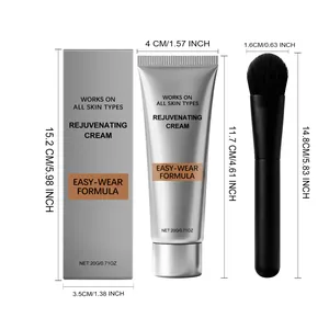 Detaillierte Maße für die Tube der Augencreme, die Box und das Make-up-Pinsel-Set