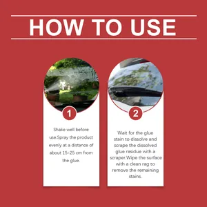 Detailed two-step guide on how to use the car adhesive remover spray and scraper