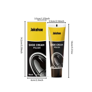 Jakehoe black shoe cream polish detail showing dimensions for the tube and packaging box