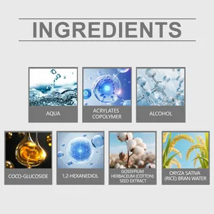 Lista detallada de ingredientes con extracto de semilla de algodón y agua de salvado de arroz