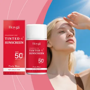 Hoygi Strawberry Tinted Sunscreen SPF 50+ presented with a lifestyle outdoor scene
