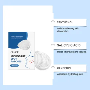 Λεπτομερής προβολή των επιθεμάτων ακμής OUHOE Microdart με σαλικυλικό οξύ και γλυκερίνη