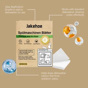 Detail of Jakehoe concentrated dishwasher detergent sheets for effective stain removal