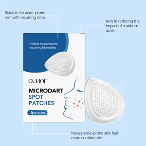 Λεπτομέρεια των επιθεμάτων ακμής microdart OUHOE για επίμονα σπυράκια και φροντίδα.