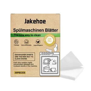 JAKEHOE eco-friendly dishwasher detergent sheets for powerful cleaning, 30 strips pack