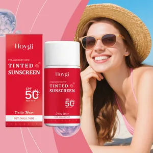 Hoygi Strawberry Dew Tinted Sunscreen with SPF 50+ protection for face