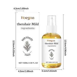 Detailed view of Hoegoa scalp essence spray with precise packaging dimensions