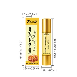 Detaillierte Größenangaben für die 10ml Karamell-Roller-Spray Parfümflasche und Box