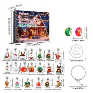 Detaillierte Maßtabelle für 24-Tage-Weihnachts-Adventskalender DIY-Schmuckset mit Charms