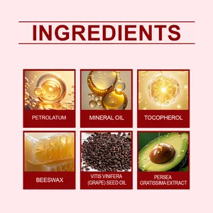 Vista dettagliata di ingredienti nutrienti come olio di vinaccioli per le labbra.