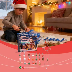24-Tage-Weihnachts-Adventskalender-DIY-Schmuckset mit vielen festlichen Anhängern