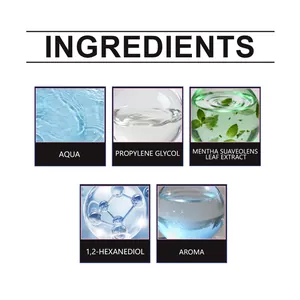 Vista detallada de los ingredientes naturales del spray refrescante con extracto de menta