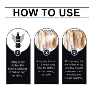Pasos detallados para usar el spray ambientador de telas Jakehoe para la ropa.