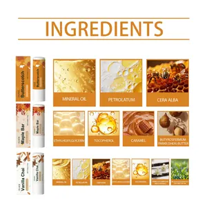 Dettaglio ingredienti del balsamo labbra: olio minerale, burro di karité e tea tree oil