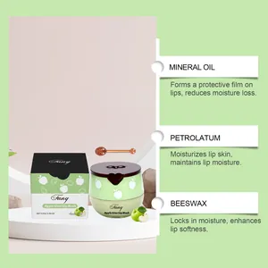 Detailansicht der Apple Lime Lippenmaske mit Inhaltsstoffen wie Mineralöl und Bienenwachs.