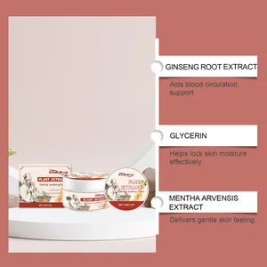 Detalle de crema calmante South Moon: ginseng, glicerina, extracto de mentha arvensis.