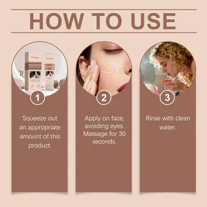 OceAura exfoliating gel usage guide showing steps for face and body skin care
