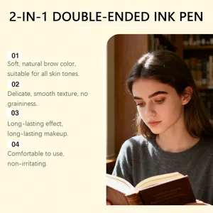 Détail du crayon à sourcils noir 2-en-1 pour un maquillage naturel, lisse et longue durée.