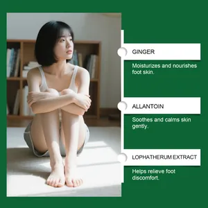 Detail view of XIMONTH foot care patch ingredients including ginger and allantoin extract