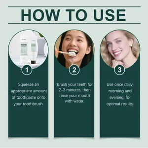 Guide d'utilisation du dentifrice Oralhoe avec des instructions étape par étape.