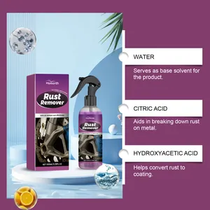 Detail view of multi-purpose rust remover spray ingredients including citric acid